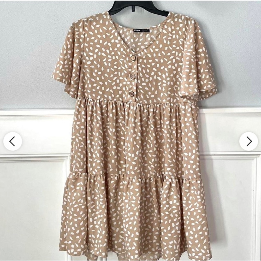 Shein Dresses | Shein Tan and White Dress. Size L | Color: Tan/White
